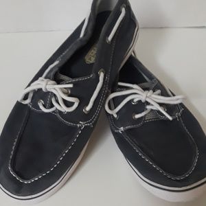 Sperry Top Siders Navy Blue Canvas Boat Shoes 6M